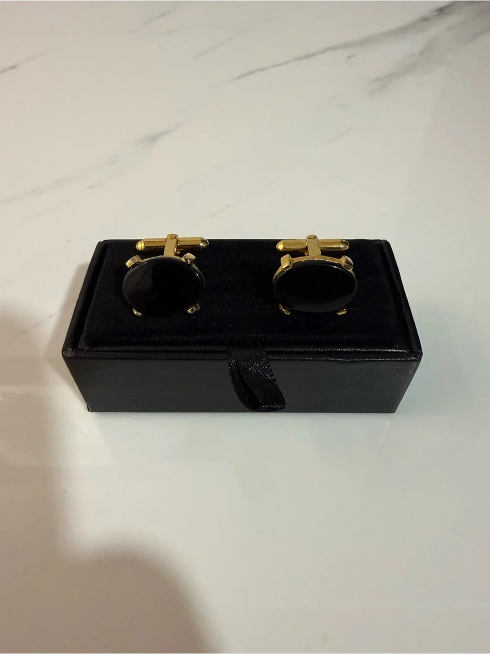 Christian Dior Gold Tone & Black Cufflinks